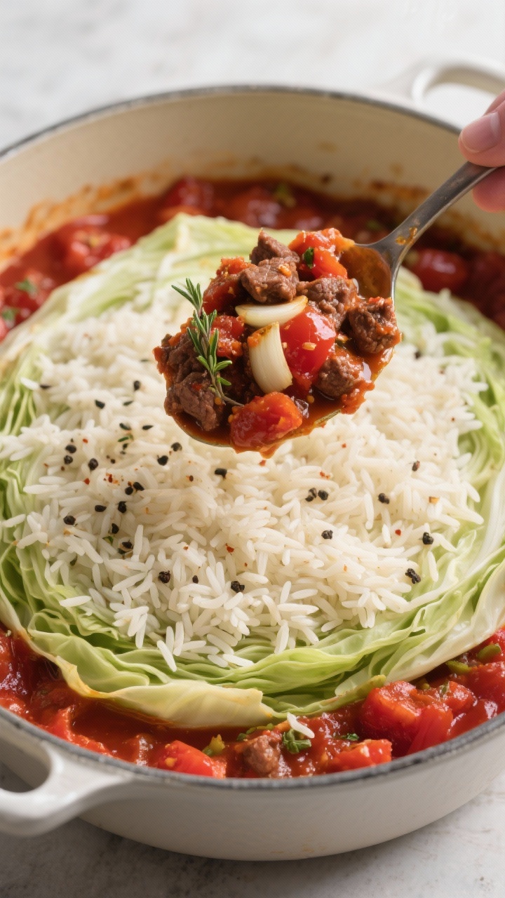 Close-up process detail of the layered assembly before baking: a tight, shallow-depth-of-field view 