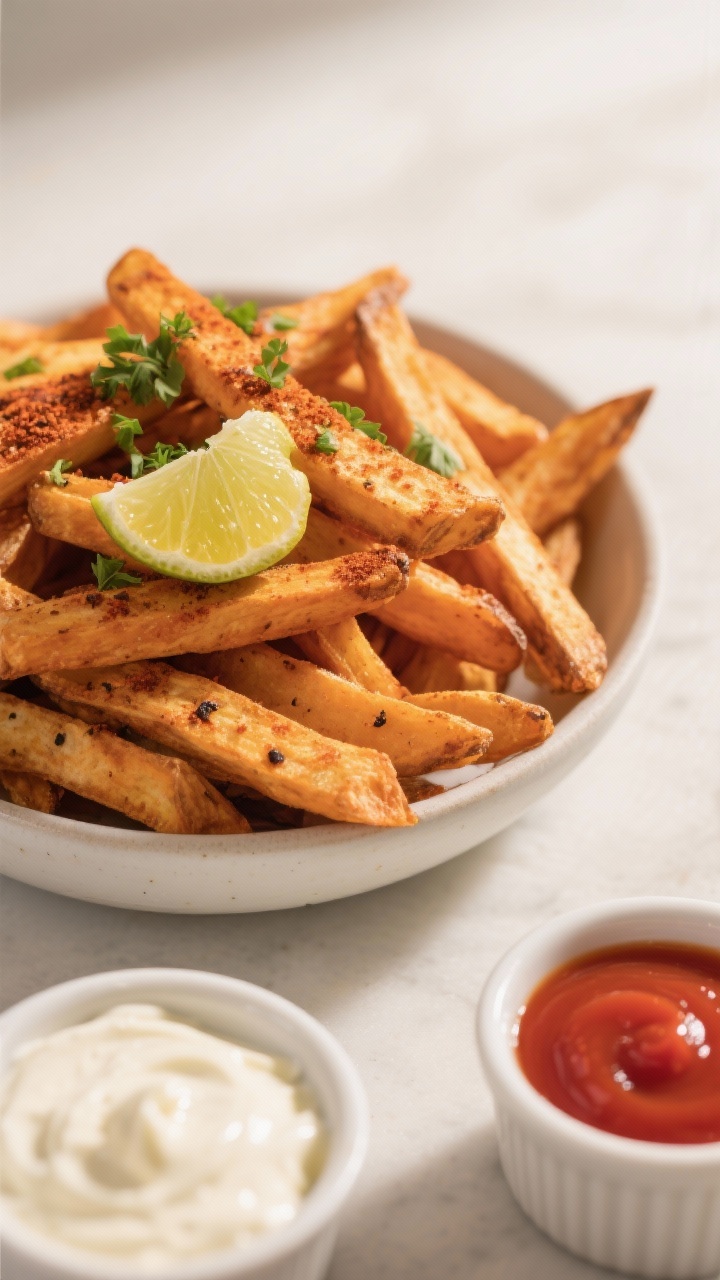 Close-up, shallow depth-of-field hero plate of the final dish: a heaping pile of golden, 1/4-inch ma