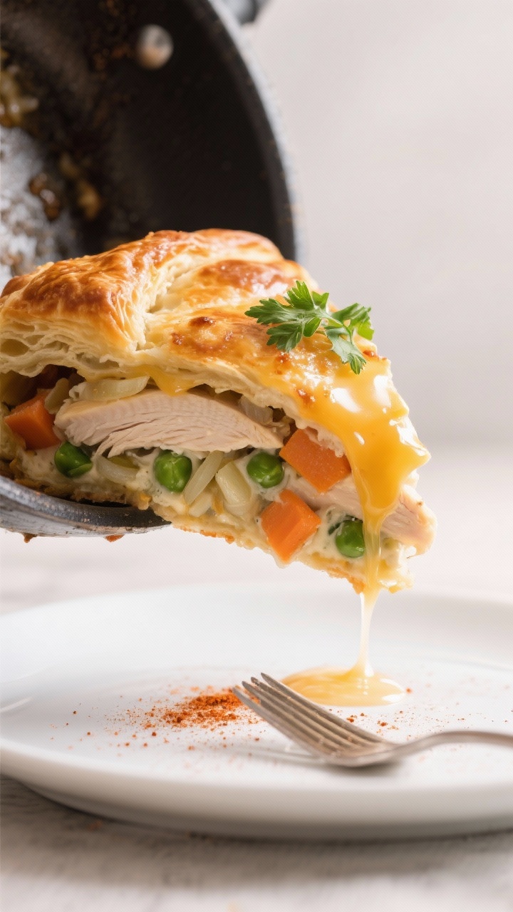 Close-up, three-quarter angle slice being served from the pan to a plate: revealing layers of creamy