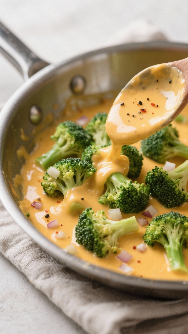 Cooking process, close-up detail: A tight, shallow-depth-of-field shot of blanched, crisp-tender bro