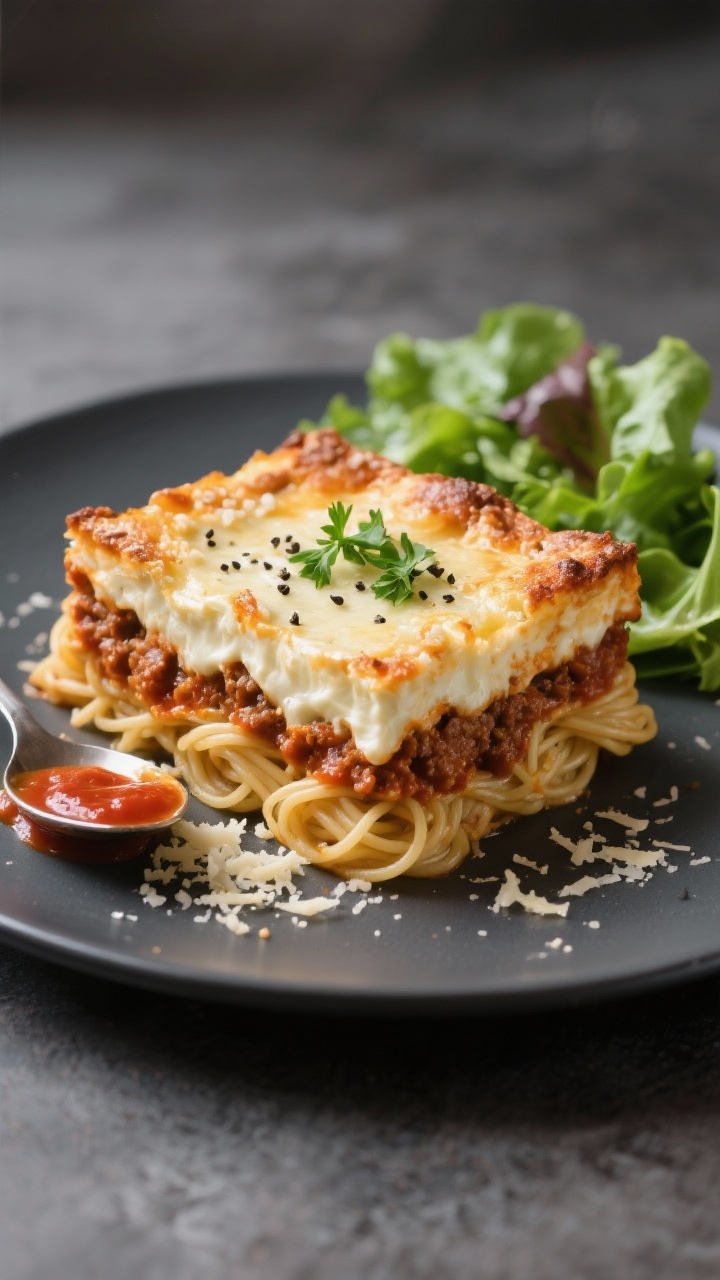 Tasty top view final presentation: Overhead shot of a neatly sliced square of baked cream cheese spa