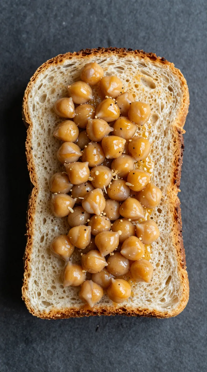 smashed chickpea sandwich on whole-grain bread, overhead